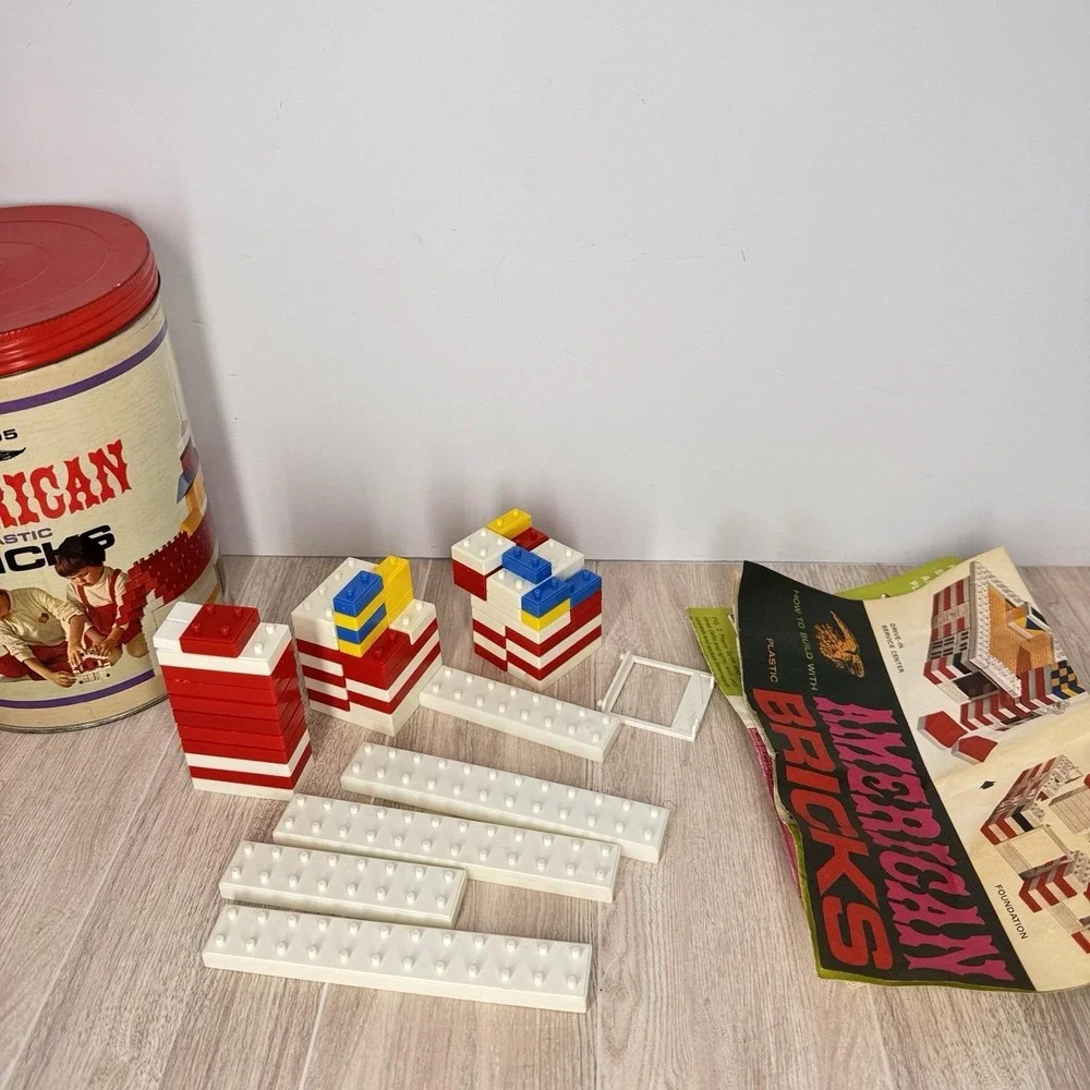 American Plastic Bricks No 705‎ Vintage Building Set Tin 1960s READ